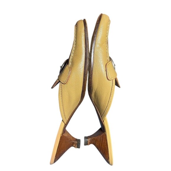 Vintage PRADA 2000’s Tan Pumps Kitten Heels Mules Size 36.5 Y2k Buckle - Picture 6 of 16